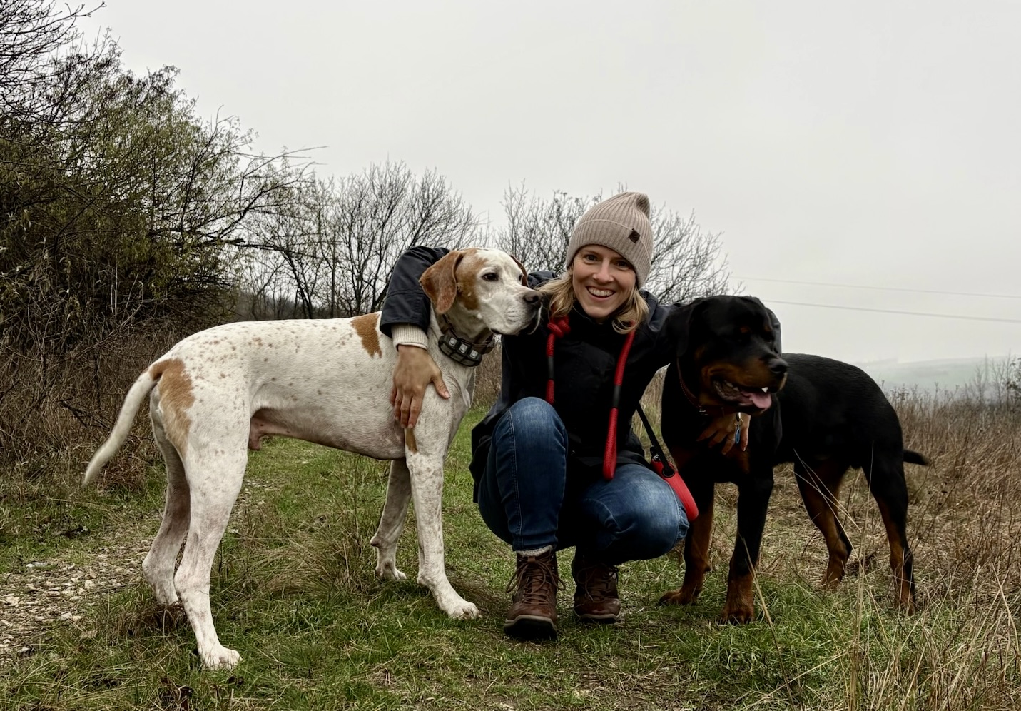Evaleen Damian with her dogs